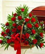 Fireside Red Rose Funeral Basket