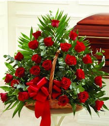 Fireside Red Rose Funeral Basket